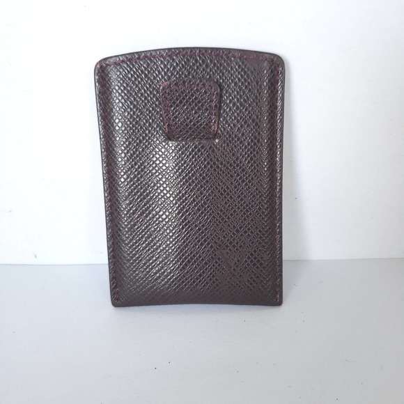 LOUIS VUITTON LV Vintage Unisex Taiga Leather Card Wallet Dark Purple Small - Picture 1 of 10